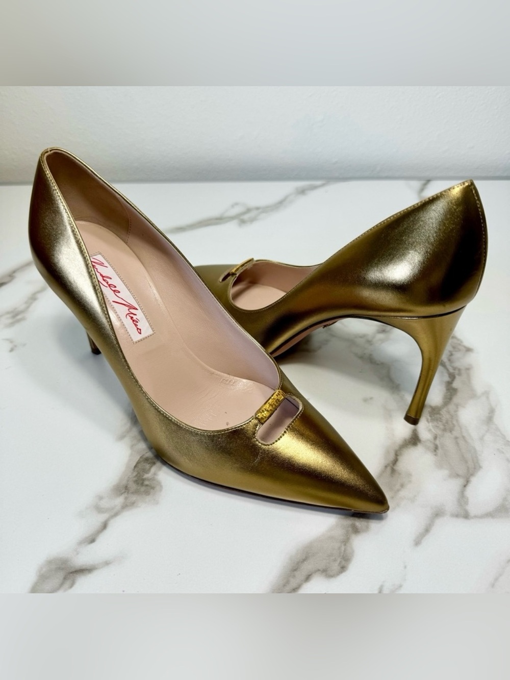 ⭐️Rare⭐️ Kendall Miles Michelle Metallic Gold Leather D’Orsay Stiletto Pumps 9.5